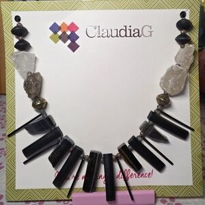 ClaudiaG Artisan Statement Necklace – Natural Stone & Geometric Accents